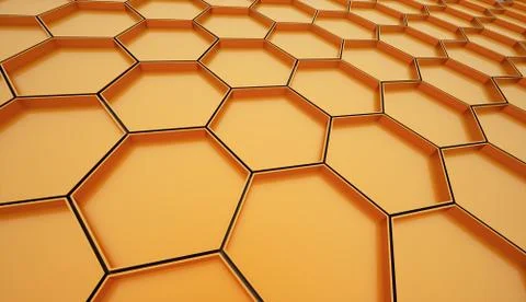 Orange hexagonal cells background rendered Stock Illustration