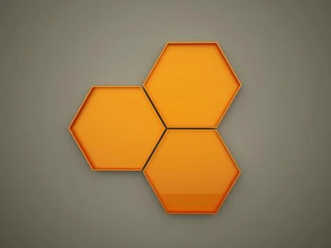 Orange hexagonal cells business concept on dark background Stock Illustration