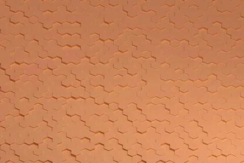 Orange hexagons pattern. 3d illustration. Illustrazione stock