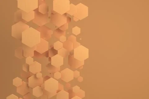 Orange hexagons of random size on orange background Stock Illustration