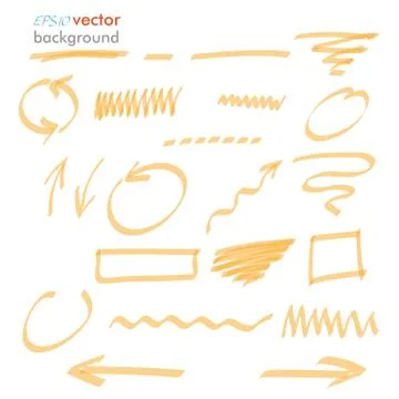 Orange highlighter elements Illustrazione stock