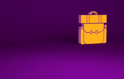 Orange Hiking backpack icon isolated on purple background. Camping and mounta イラスト素材