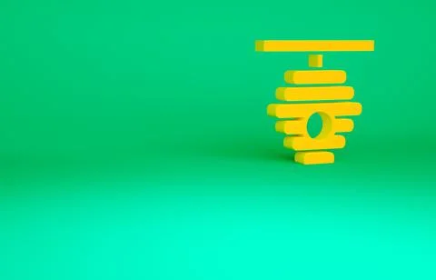Orange Hive for bees icon isolated on green background. Beehive symbol. Apiar Illustrazione stock