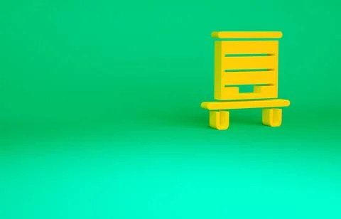 Orange Hive for bees icon isolated on green background. Beehive symbol. Apiar Illustrazione stock