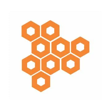 Orange honeycomb be hive shape pattern vector logo and background Stock Illustration