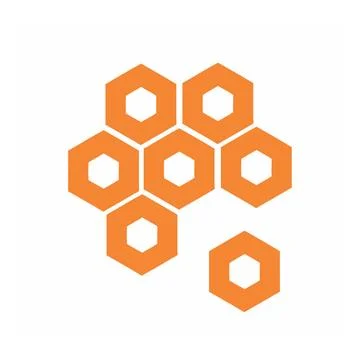 Orange honeycomb bee hive shape pattern vector logo and background Stock Illustration