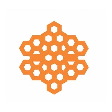 Orange honeycomb bee hive shape pattern vector logo and background Stock Illustration