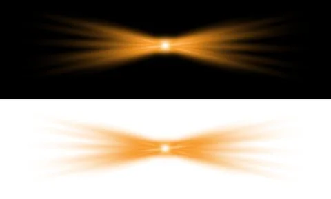 Orange horizontal lens flare light effect with glowing rays on black and wh.. Stock Illustration