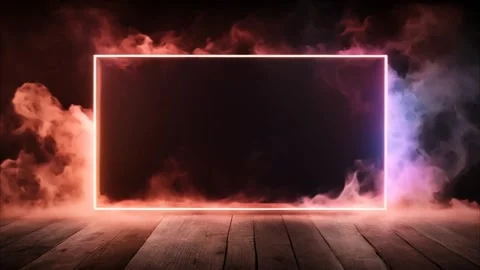 Orange horizontal, rectangular LED frame with slowly moving dry ice smoke a.. Vídeos de archivo 273954640