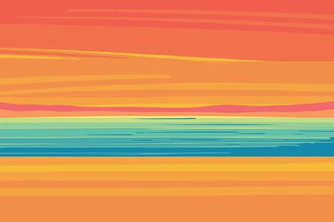 Orange horizontal sunset sky. Vector illustration Stock Illustration