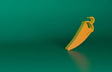 Orange Hot chili pepper pod icon isolated on green background. Design for Stock Illustration
