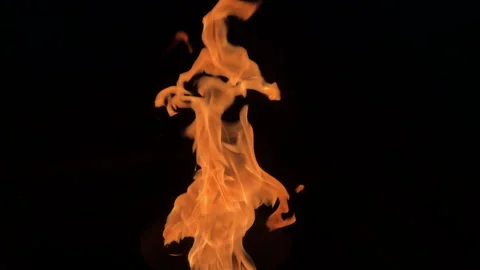 Orange hot fire flames gun isolated on black background. Stock Footage 311570812