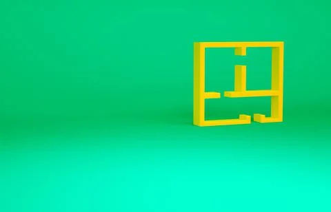 Orange House plan icon isolated on green background. Minimalism concept. 3d i Stock Illustration