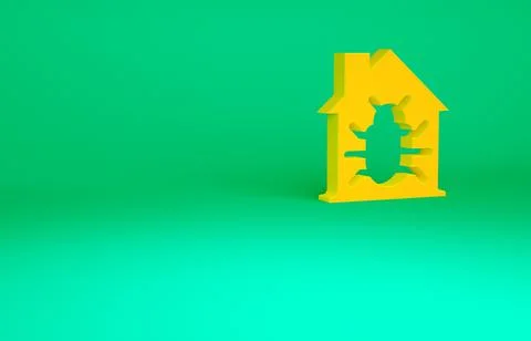 Orange House system bug concept icon isolated on green background. Code bug c Stock Illustration