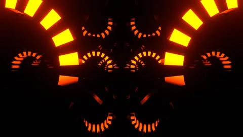 Orange Huge Rotating Gears with Neon Elements Background VJ Loop in 4K Stockbeeldmateriaal 341675250