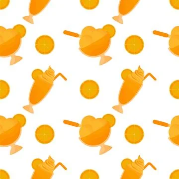 Orange ice cream seamless pattern 2 Stock Illustration
