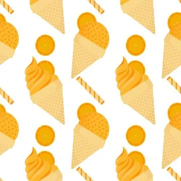 Orange ice cream seamless pattern Stock Illustration
