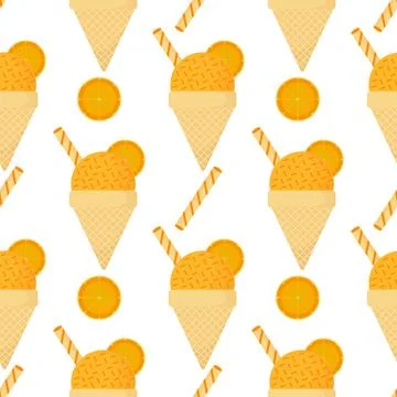 Orange ice cream seamless pattern Illustrazione stock