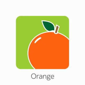 Orange icon simple flat vector illustration. Fresh orange sign Stock Illustration