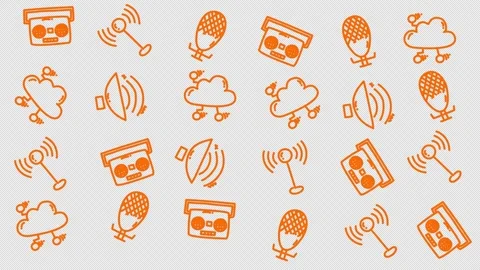 Orange icons float on transparent background Stock Footage 337532858