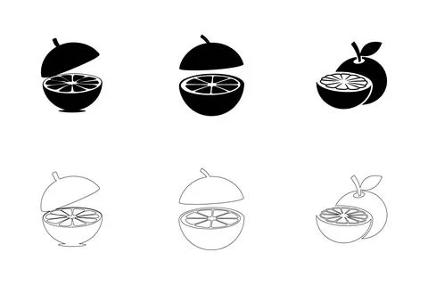 Orange icons set Stock Illustration