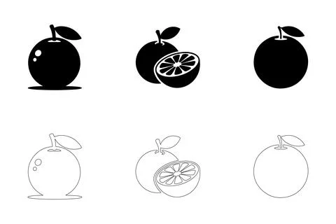Orange icons set Stock Illustration