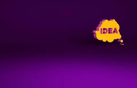 Orange Idea, speech bubble icon isolated on purple background. Message speech 스톡 일러스트