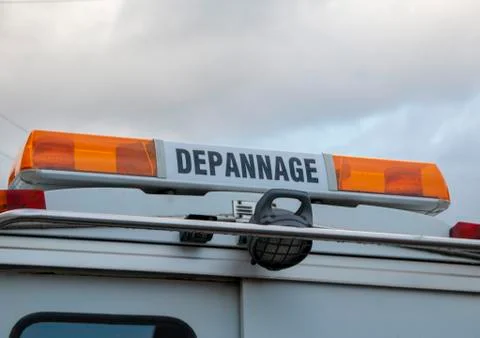 Orange identification lights on the roof of the car Stock Photos