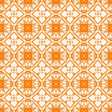 Orange ikat floral geometric pattern Stock Illustration