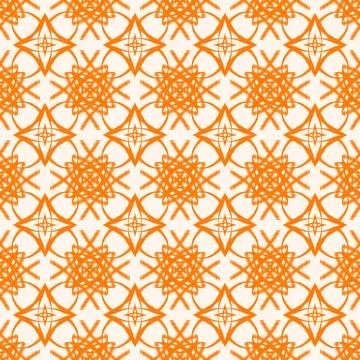 Orange ikat floral geometric pattern Stock Illustration