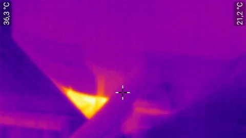 The orange image from the thermal camera scanner of an air heat pump Stock Footage 125836210