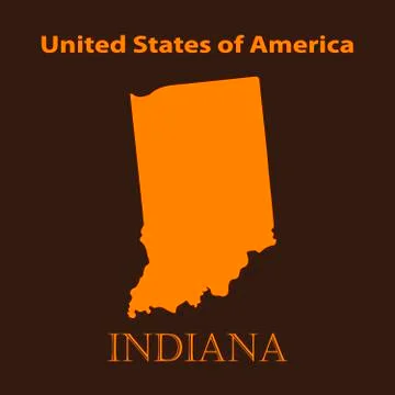Orange Indiana map - vector illustration. Stock Illustration