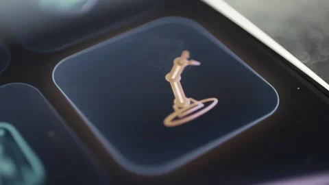 Orange industrial robot arm icon selected on a digital infrastructure dashboard Stock Footage 342489227