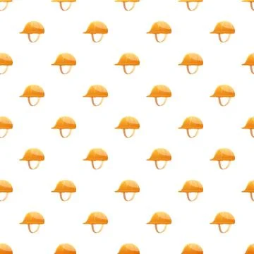 Orange industrial safety helmets pattern on white Stock Illustration