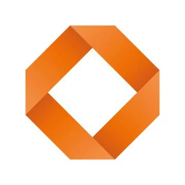 Orange infinite ribbon loop folded in a shape of rhombus. 3D-like vector symbol Stock Illustration