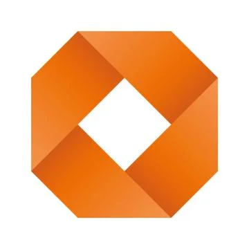Orange infinite ribbon loop folded in a shape of rhombus. 3D-like vector symbol Stock Illustration