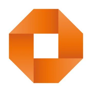 Orange infinite ribbon loop folded in a shape of square. 3D-like vector symbol Stock Illustration
