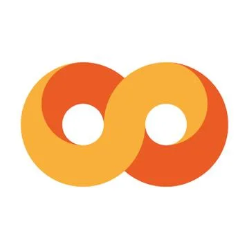 Orange infinity symbol icon. 3D-like design effect. Vector illustration 스톡 일러스트
