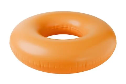Orange Inflatable circle on isolated background. 3d render. Stock Illustration