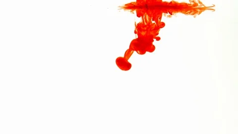 Orange Ink Drops Dissolve in White Fluid Video stock 104122310