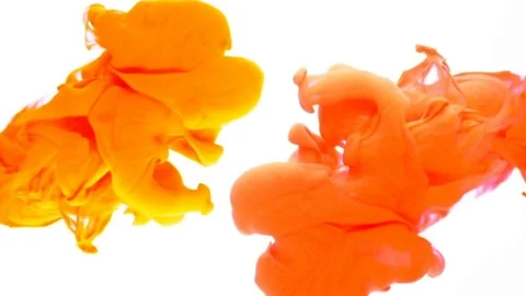 Orange Ink drops in water Stock Footage 85408623