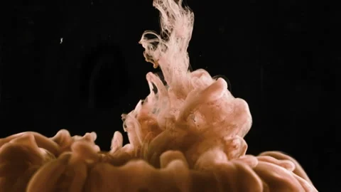 Orange ink falling into water and explode on a black background Stock Footage 208821790
