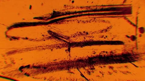 Orange Ink Splatter Grunge Texture With Black Brush Strokes Stock Footage 335893520