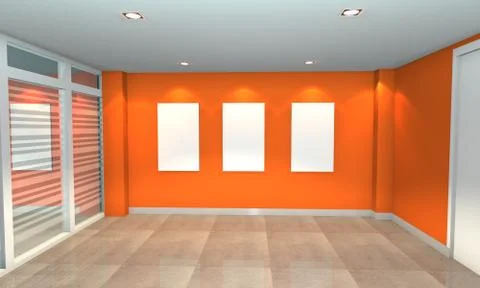 Orange interior gallery Stock Illustration