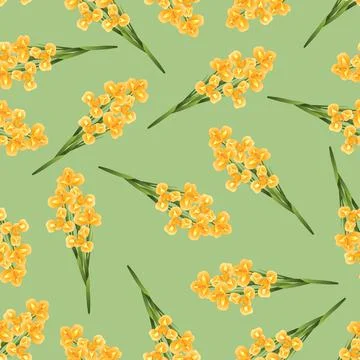 Orange Iris Flower on Green Mint Background Stock Illustration