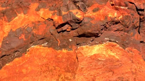 Orange iron ore close-up stone wall abstract texture. Stock Footage 144452918