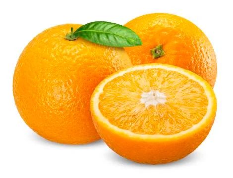 Orange isolated on white clipping path Stock Photos