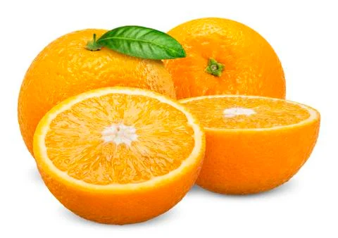 Orange isolated on white clipping path Stock Photos