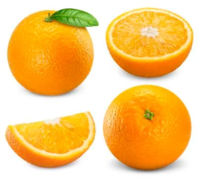 Orange isolated on white clipping path Stock Photos