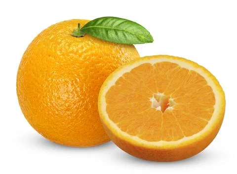 Orange isolated on white clipping path Stock Photos